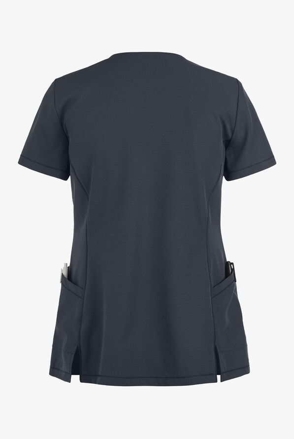 heartsoul Break On Through Limited Edition Women's 4-Pocket Full Zip Front Scrub Top - Pewter - 2