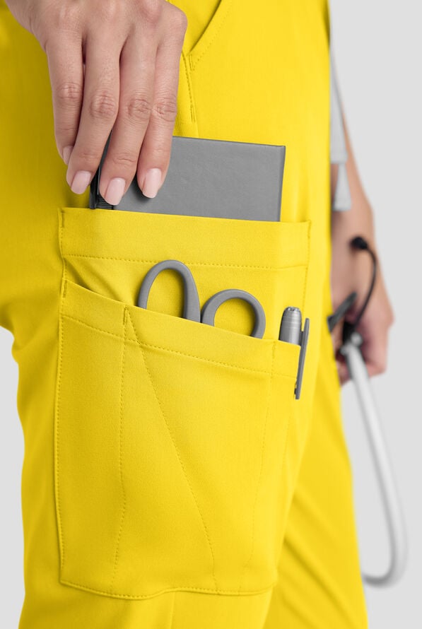 ReSurge Topaz Women's 11-Pocket Drawstring Scrub Pants - Vibrant Yellow - 3