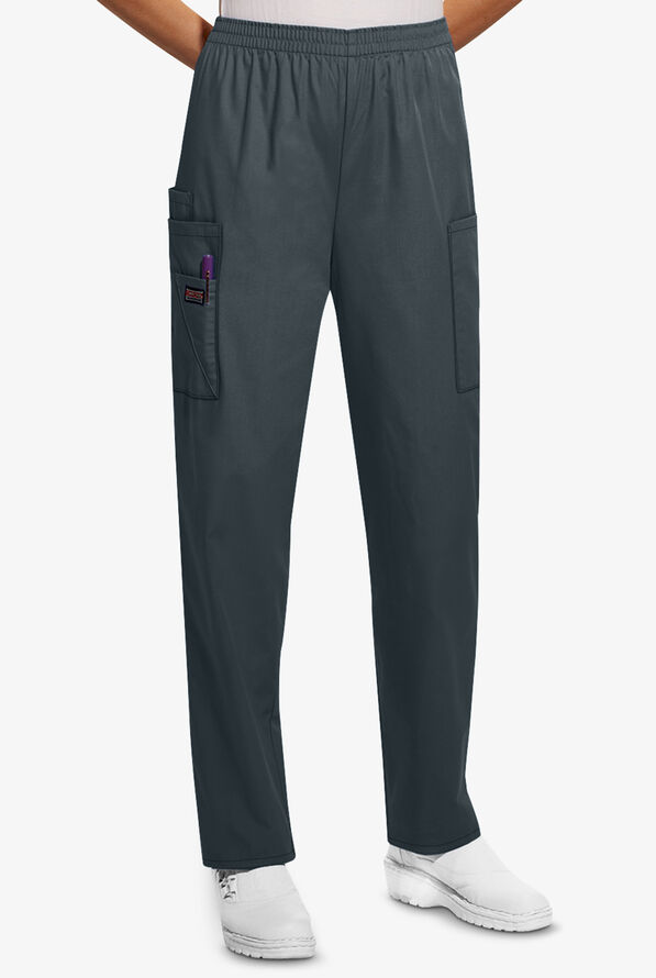 Cherokee Workwear Women's 4-Pocket Elastic Waist Utility Scrub Pants - Pewter - 1