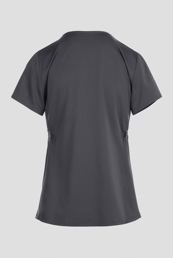 Med Couture Touch Maternity Women's 2-Pocket STRETCH V-Neck Scrub Top - Pewter - 2