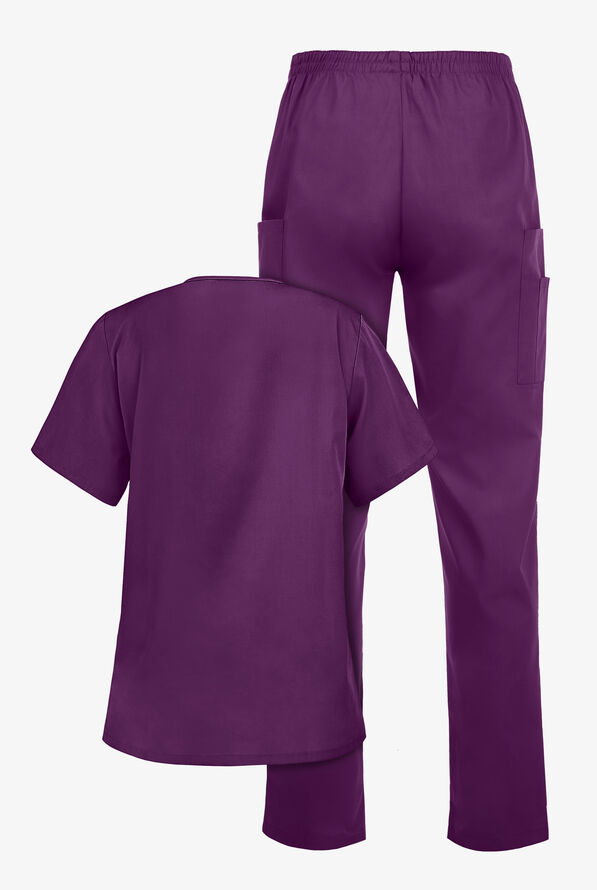 Strictly Scrubs Women’s 6-Pocket Scrub Set - Eggplant - 2