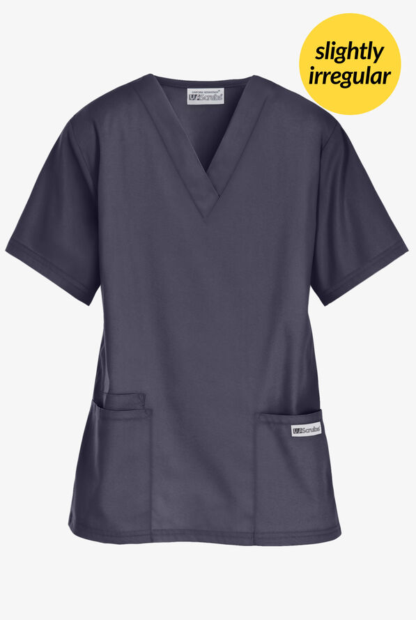 UA Best Buy Scrubs Women's 3-Pocket V-Neck Scrub Top **Slightly IRREGULAR** - Granite - 1