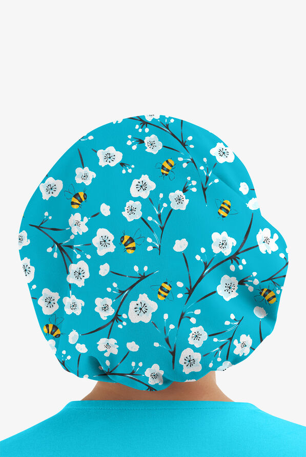 UA Cherry Blossom Garden Turquoise Women's Surgical Print Scrub Cap - null - 2