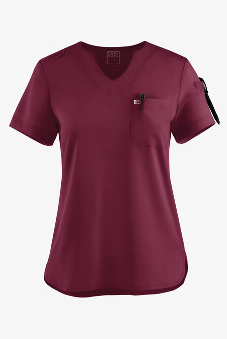 Easy STRETCH Nikki Women's 1-Pocket Scallop Neck Tuck-In Scrub Top