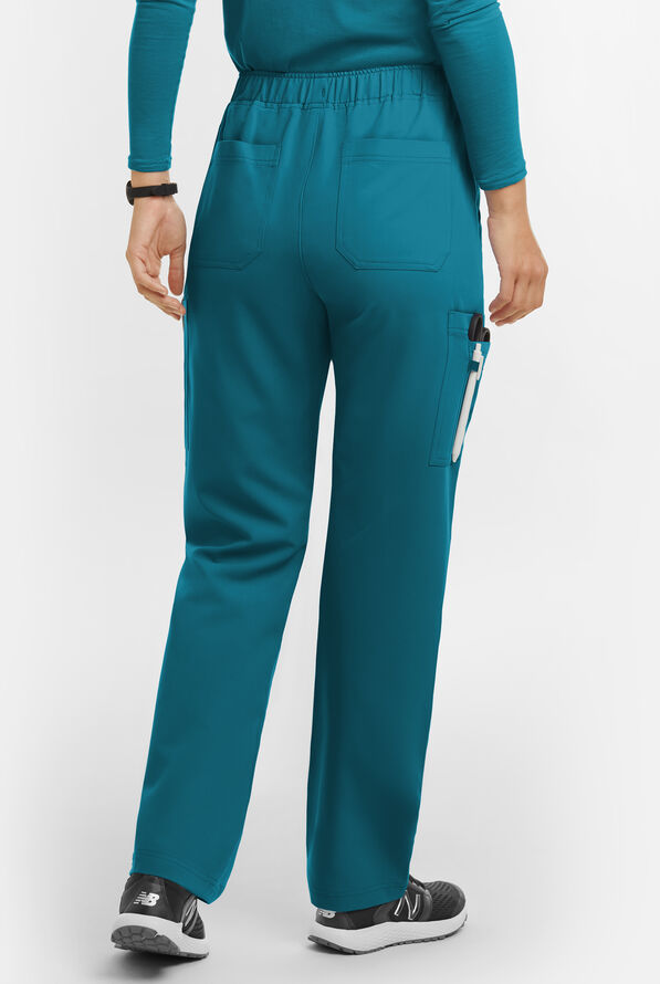 MOVEMENT by Butter-Soft Rigel Women's 9-Pocket Interior Drawstring STRETCH Scrub Pants - Caribbean Blue - 2