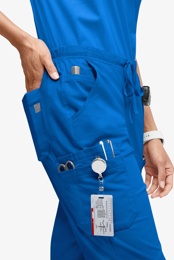 Pantalón médico UA Butter-Soft Stretch de tiro medio con piernas rectas para mujer - Royal - 3