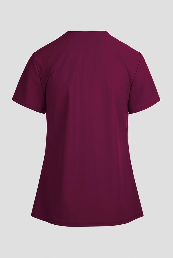 Infinity Pursuit Women's 2-Pocket STRETCH V-Neck Scrub Top - Wine - 2