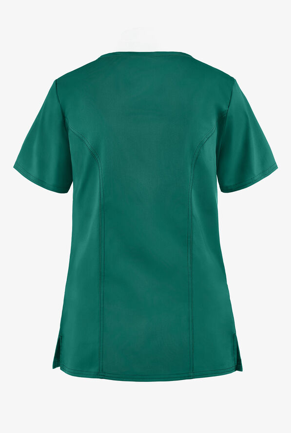 Blusa médica Cherokee Workwear Premium Core STRETCH estilo cruzado con 4 bolsillos para mujer - Hunter - 2