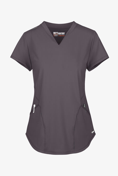 Grey's Anatomy by Barco Knit STRETCH Define Women's 2-Pocket Banded Notched V-Neck Scrub Top