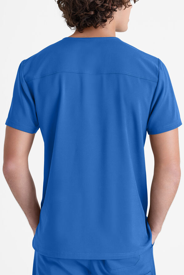 Grey's Anatomy by Barco Evolve STRETCH Journey Men's 1-Pocket Tuck In V-Neck Scrub Top - Royal - 3