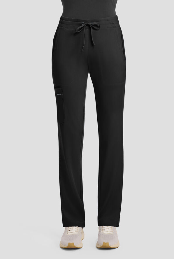 HH Works by Healing Hands Women's 5-Pocket STRETCH Straight Leg Drawstring Cargo Scrub Pants - Black - 1
