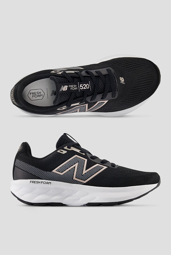 Zapatillas deportivas New Balance Fresh Foam 520 Black White Champagne Metallic con cordones para mujer - null - 1