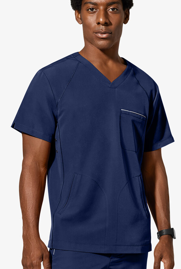 Healing Hands 360 Steven Men's 3-Pocket STRETCH  V-Neck Scrub Top - Navy - 2