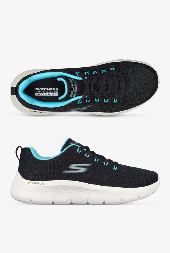 Skechers Performance Women's Go Walk Flex Striking Look Black Athletic Lace Up Nursing Shoes - Black - 1