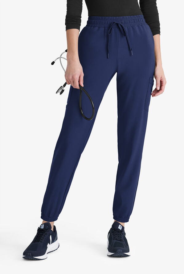 Grey's Anatomy by Barco Evolve STRETCH Terra Women's 6-Pocket Cargo Jogger Scrub Pants - Indigo - 1
