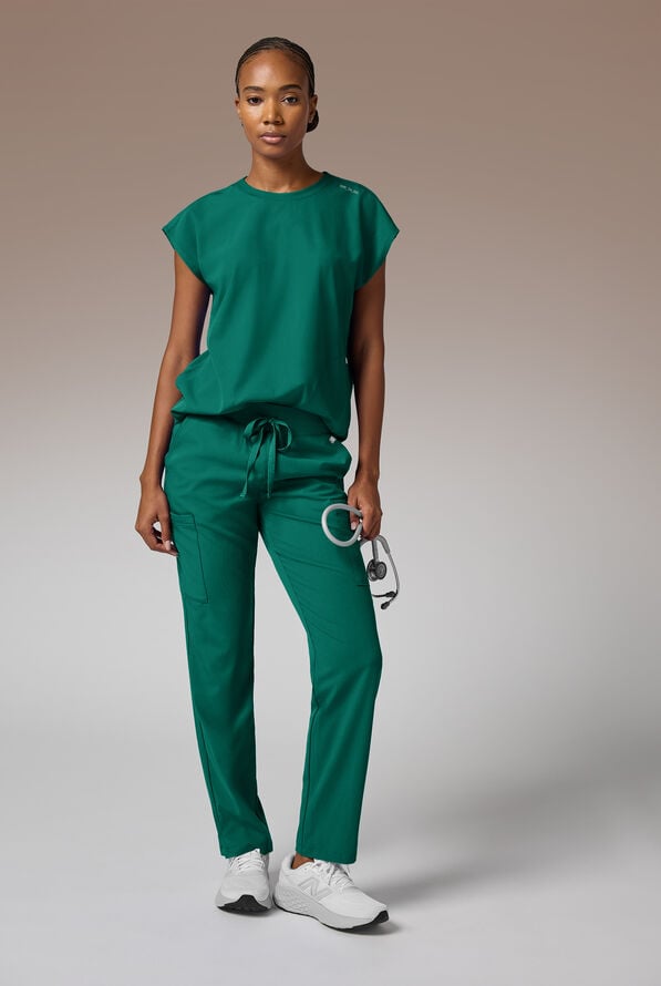 Hypothesis Edge Crew Women's 2-Pocket Relaxed Dolman Sleeve Scrub Top - Hunter - 3