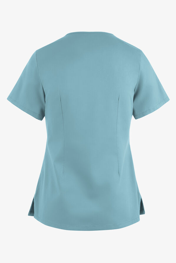 Blusa m&eacute;dica UA Butter-Soft STRETCH con lazos entrecruzados y 4 bolsillos para mujer - Dew Drop - 4