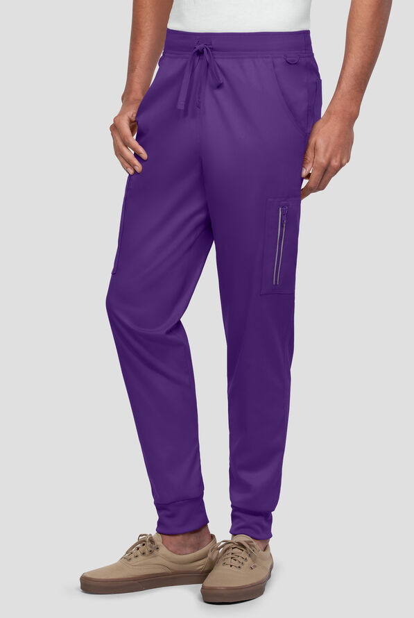 Strictly Scrubs Active STRETCH Men's 9-Pocket  Knit Waist Jogger Scrub Pant - Grape - 1