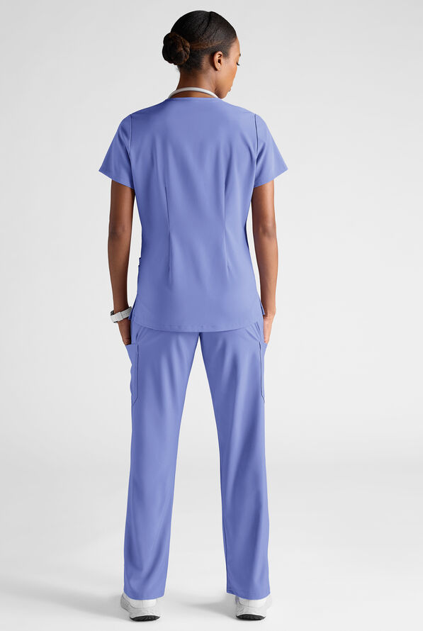 Easy STRETCH Women's 8-Pocket Scrub Set - Petite - Ceil Blue - 3