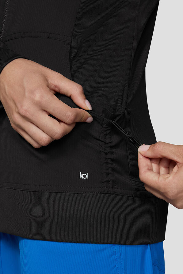 koi Essentials Athena Women's 5-Pocket Zip Front Scrub Jacket - Black - 3