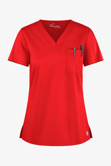 Butter-Soft STRETCH Women's 2-Pocket V-Neck Tuck-In Scrub Top