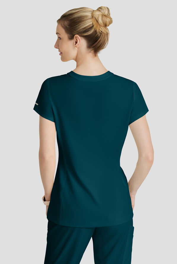 Blusa m&eacute;dica Skechers by Barco Coast STRETCH con tapeta en el cuello en V y 2 bolsillos para mujer - Bahama Blue - 4