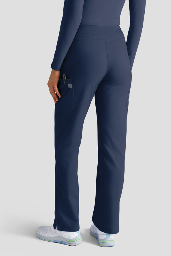 Butter-Soft STRETCH FLXTEK+ Women's 4-Pocket Knit Waistband Yoga Scrub Pants - Navy - 2