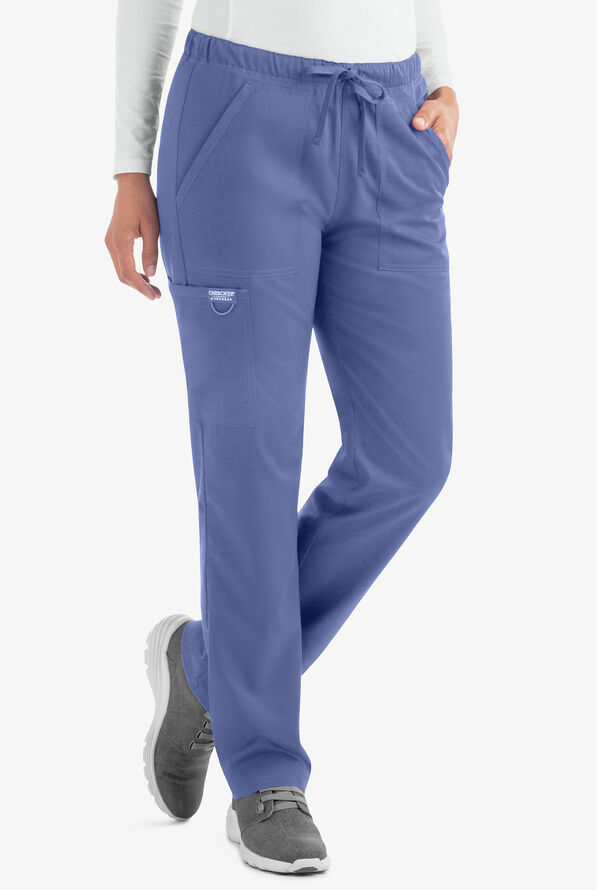 Cherokee Workwear Revolution Unisex 4-Pocket STRETCH Drawstring Cargo Scrub Pants - Ceil Blue - 1