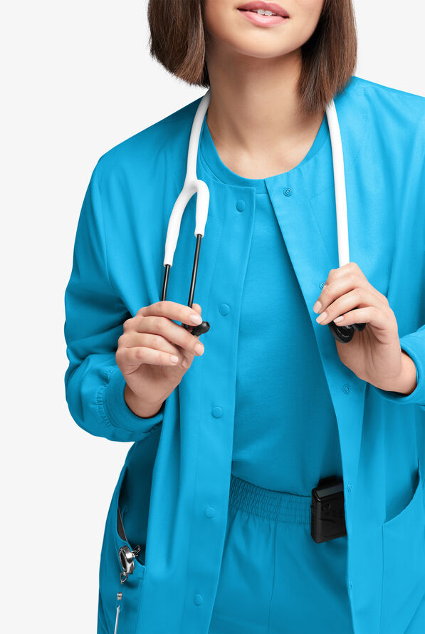 Butter-Soft Originals Women's 3-Pocket Warm-up Scrub Jacket - Turquoise - 3