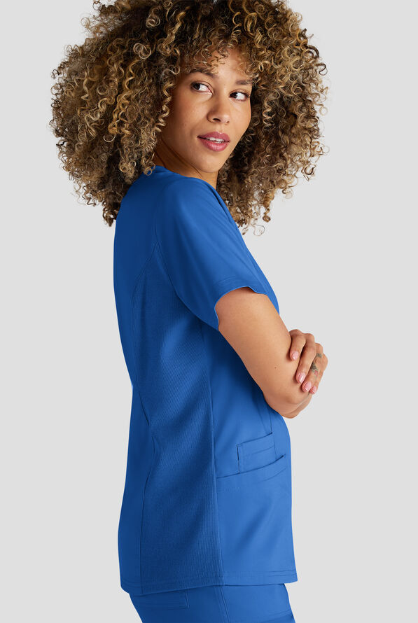 Butter-Soft STRETCH FLXTEK+ Women's 3-Pocket Crew Neck Scrub Top - Royal - 4