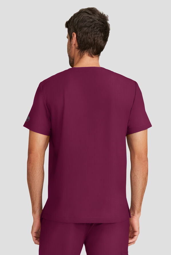 Camisa m&eacute;dica Healing Hands Quest STRET CH con cuello en V y 1 bolsillo para hombre - Wine - 4