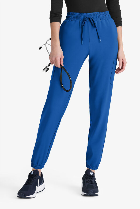 Grey's Anatomy by Barco Evolve STRETCH Terra Women's 6-Pocket Cargo Jogger Scrub Pants - Petite - Royal - 1