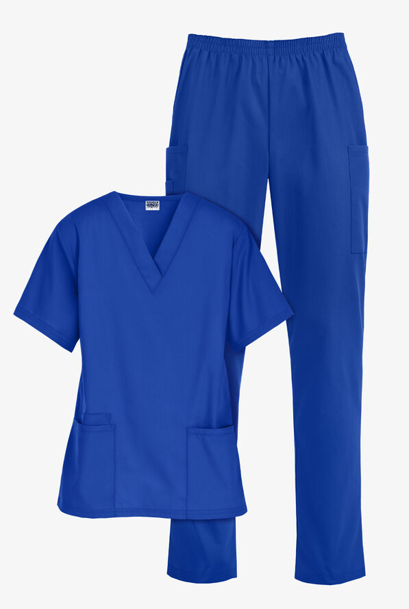 Strictly Scrubs Women’s 6-Pocket Scrub Set - Royal - 1
