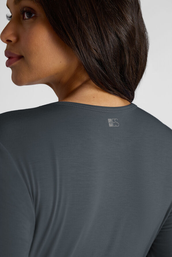Easy STRETCH Cate Women's Long Sleeve Knit Underscrub - Pewter - 2