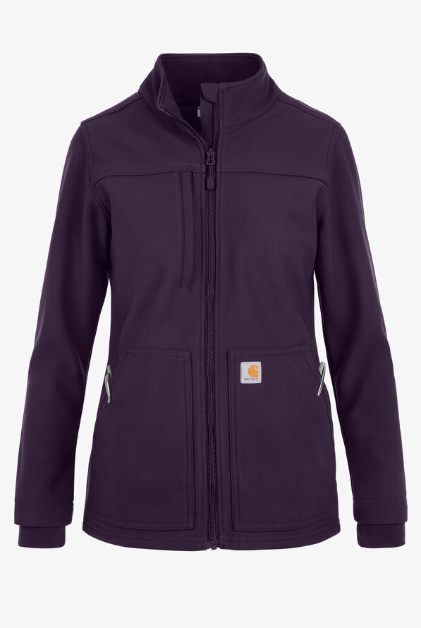 Carhartt Force Rugged Flex Women's 3-Pocket Bonded Fleece Scrub Jacket - Black Plum - 1