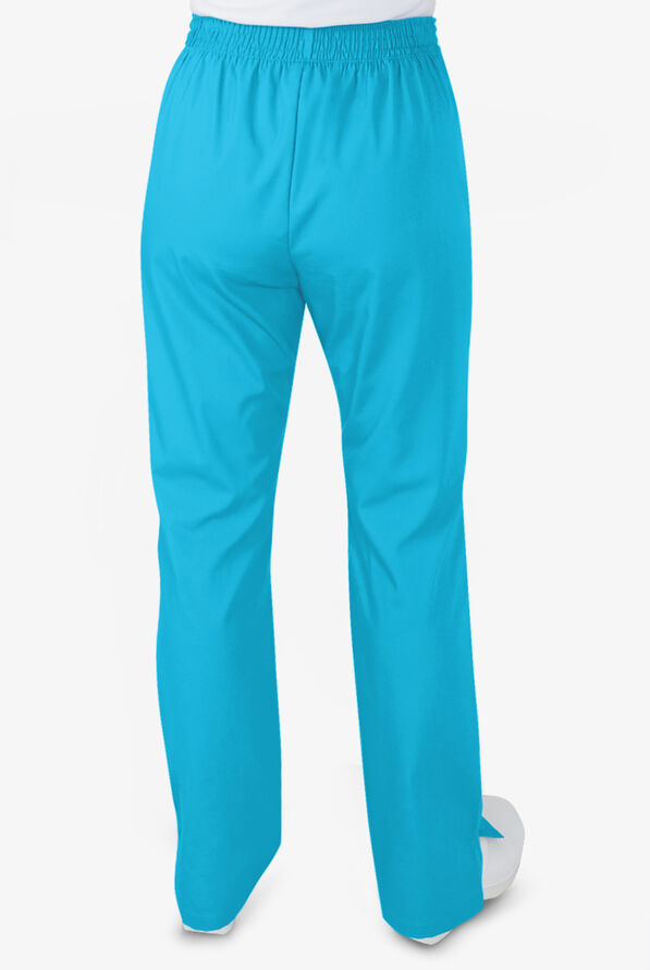 Butter-Soft STRETCH Women's 2-Pocket Flat Front with Back Elastic Scrub Pants - Turquoise - 3
