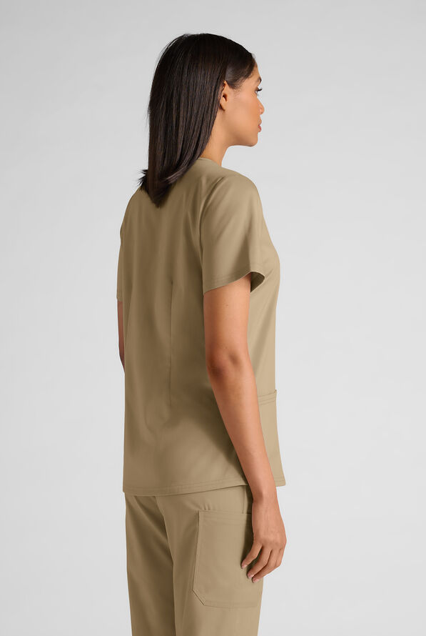 Butter-Soft STRETCH FLXTEK+ Women's 4-Pocket V-Neck Scrub Top - Golden Sand - 2