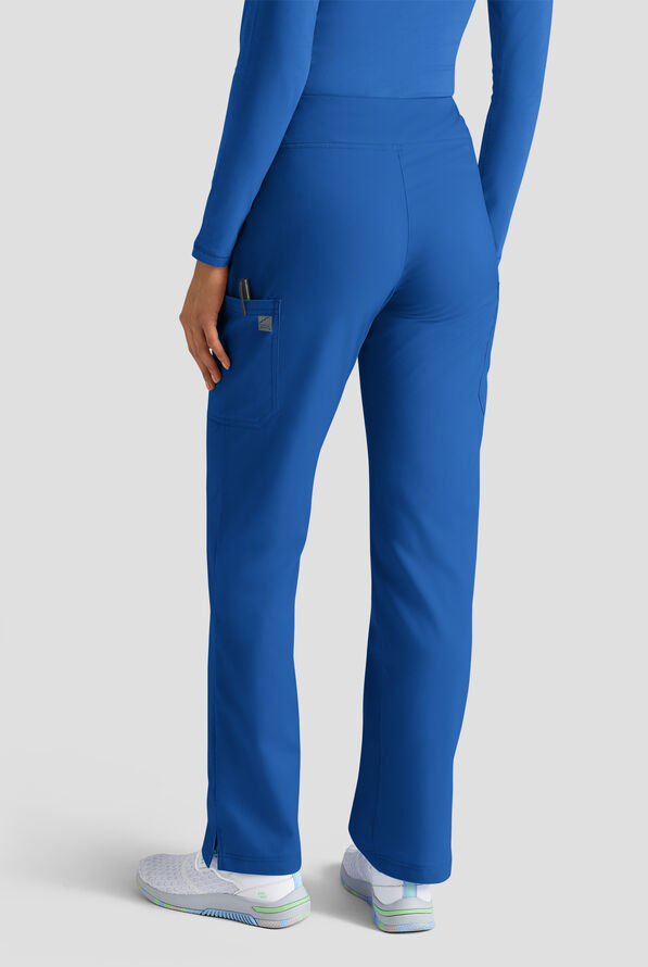 Butter-Soft STRETCH FLXTEK+ Women's 4-Pocket Knit Waistband Yoga Scrub Pants - Tall - Royal - 2