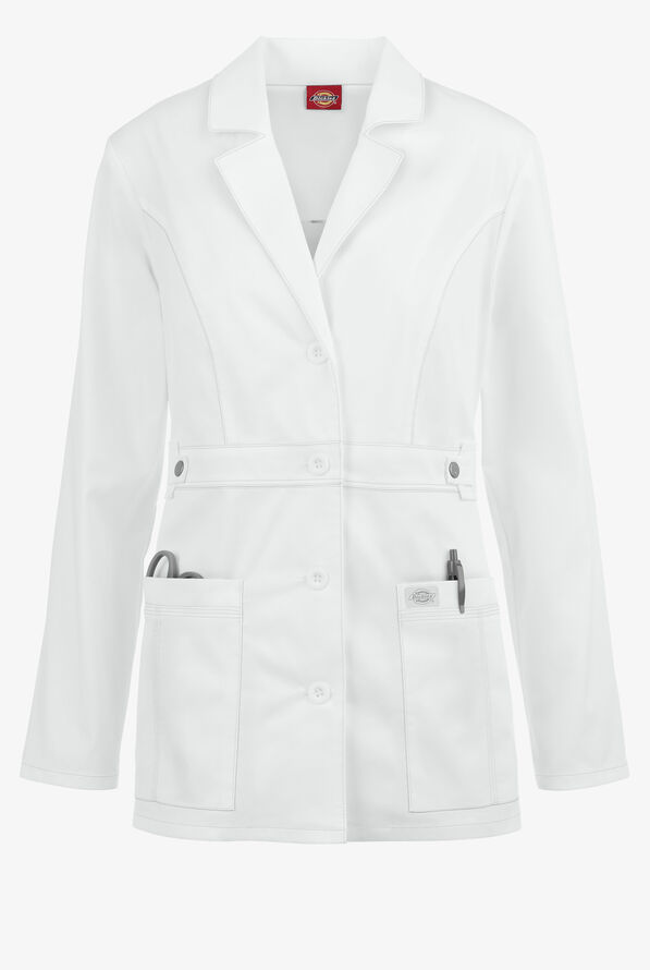 Dickies Gen Flex Women's 28" 2-Pocket STRETCH Lab Coat - White - 1