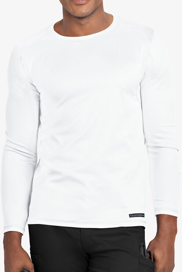 Advantage STRETCH Men's Long Sleeve Crew Neck Underscrub - White - 2