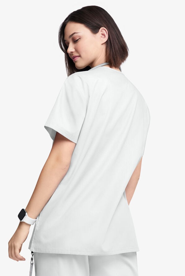 Blusa m&eacute;dica unisx Butter-Soft Originals con cuello en V y 2 bolsillos - White - 3