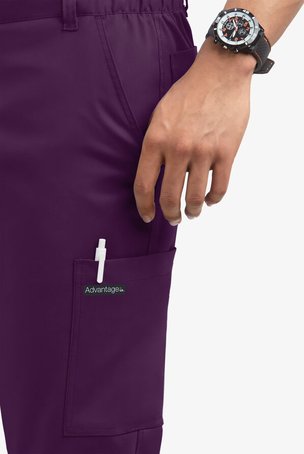 Advantage STRETCH Men's 8-Pocket Cargo Scrub Pants - Eggplant - 2