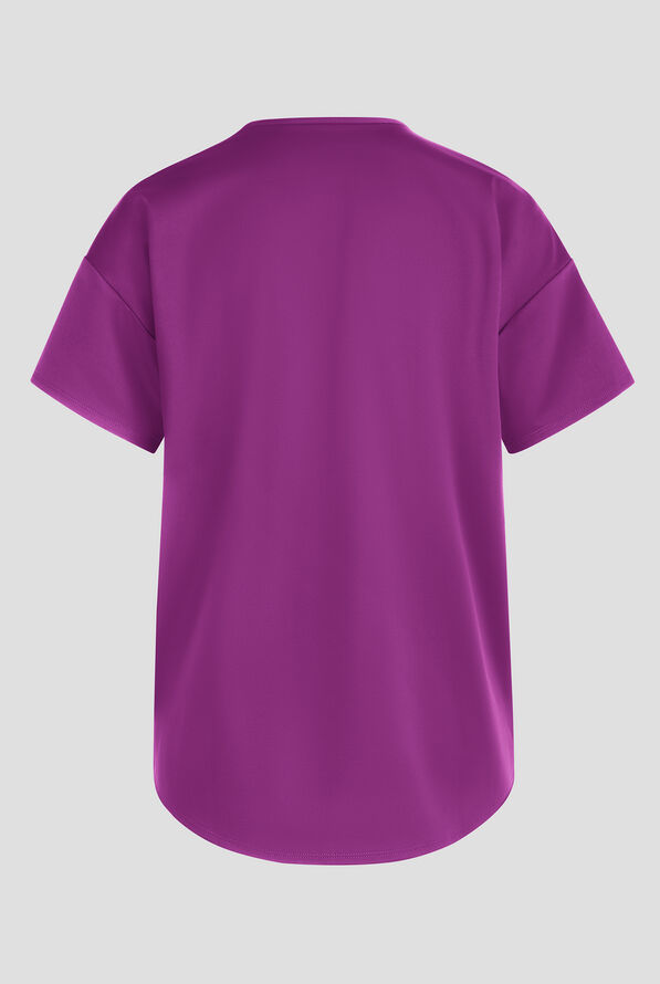 Cherokee Achieve Women's 3-Pocket  STRETCH Tunic V-Neck Knit Scrub Top - Wild Mulberry - 2