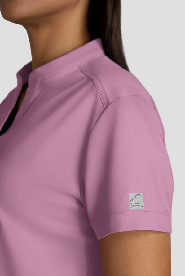 Butter-Soft STRETCH FLXTEK+ Women's 2-Pocket Oversized Henley Scrub Top - Smokey Mauve - 4
