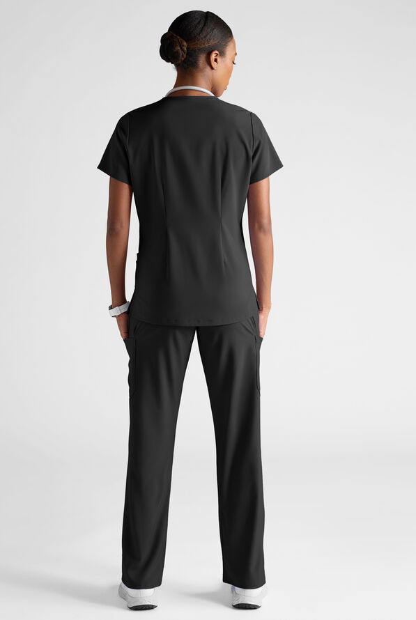 Easy STRETCH Women's 8-Pocket Scrub Set - Petite - Onyx Black - 3