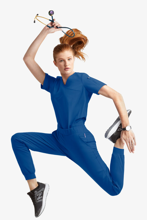 Blusa m&eacute;dica MOVEMENT by Butter-Soft Capella estilo cruzado con 5 bolsillos para mujer - Royal - 6