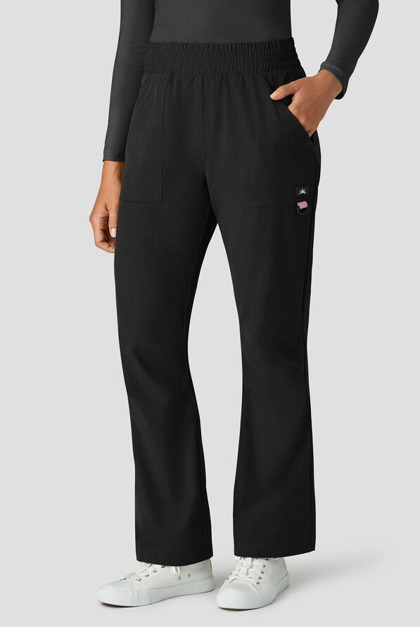 koi Solis Rory Women's 6-Pocket STRETCH High-Rise Boot-cut Scrub Pants - Black - 1