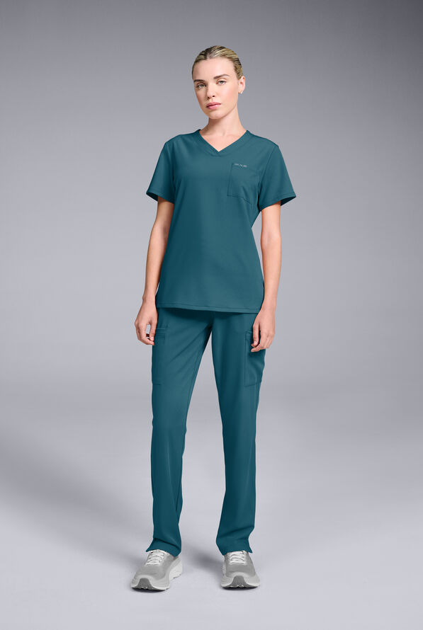 Hypothesis Women's Base 7-Pocket Straight Leg Cargo Scrub Pant - Tall - Caribbean Blue - 3