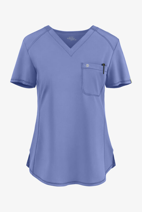 Blusa médica Cherokee Infinity con cuello en V y 1 bolsillo para mujer - Ceil Blue - 1