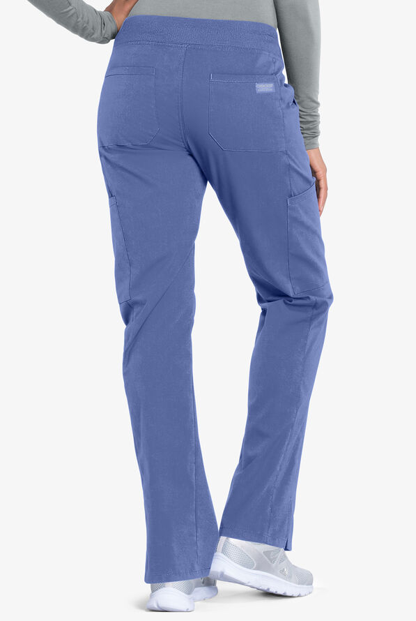 Cherokee Workwear Professionals Women's 6-Pocket STRETCH Pull-On Scrub Pants - Tall - Ceil Blue - 2